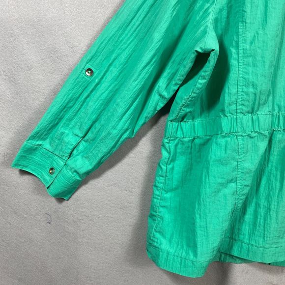 CJ Banks Green Lightweight Zip Up Ruched Windbreaker Jacket Size 3X Plus Size - Picture 6 of 8